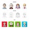 Chinese, ukrainian, russian, eskimo. Human race set collection icons in cartoon,outline,flat style vector symbol stock