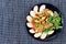 Chinese Vegetable festival food as fried cashews nut and ginkgo with mixed vegetables, \