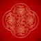 Chinese Vintage flower Elements on classic red background