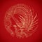 Chinese vintage Phoenix elements on classic red background
