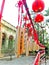 Chinese wishing charms and red lanterns
