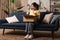 Chinese Woman Holding Delivered Cosmetic Jars Unpacking Cardboard Box Indoors