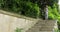 Chinese woman walking down a stone stairway