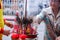 Chinese woman worship Chinese gods by incense in Chinese respect the gods celebration