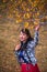 Chinese Women Traveling on the Autumn Grassland