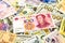 Chinese and world currency money banknote