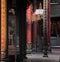 Chinese writing on the wooden columns of a traditional chinese buddhist temple located in Saigon, Vietnam Ho Chi Minh City