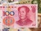 Chinese yuan currency background, China money closeup