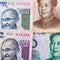 Chinese Yuan and Indian Rupees banknotes