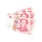 Chinese yuan renminbi banknotes isolated on white