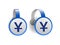 Chinese Yuan symbol on Blue advertising wobblers.