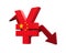 Chinese Yuan Symbol and Red Arrow