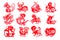Chinese zodiac 12 set red paper cut