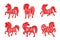 Chinese zodiac animal horse isolated vector icons