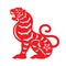 Chinese Zodiac Animals Papercutting for chinese new year - tiger siting and roaring, side view vector design