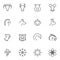 Chinese zodiac line icons set