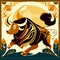 Chinese zodiac sign Bull. Year of the Ox. Vector illustration Generative AI