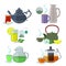 Chinesse, english and other different types of tea. Vector set isolate on white