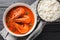 Chingri malai curry also known as prawn malai curry made from tiger and king prawns and coconut milk and flavoured with spices