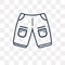 Chino Shorts vector icon isolated on transparent background, lin