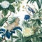 chinoiserie wallpaper art with tropical forest, tiger and fancy botanical, watercolor, French toile pattern