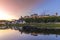 Chinon village France, under a beautiful sunset