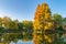 Chios Lake in the Cluj-Napoca Central Park on a beautiful autumn sunny day in Romania