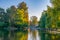 Chios Lake in the Cluj-Napoca Central Park on a beautiful autumn sunny day in Romania