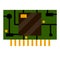 Chip. Computer accessories. Green microchip. Flat illustration