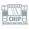 Chip microcontroller logo, simple gray style