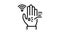 chip rfid in palm line icon animation