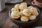 Chipa is a brazilian snack cheese bread, pao de queijo.