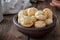 Chipa is a brazilian snack cheese bread, pao de queijo.