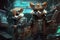 Chipmunks in cyberpunk style. Beautiful 3d style picture. Generative AI