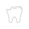 Chipped tooth dental line art icon isolated on white background