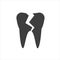 chipped tooth icon on white background. broken tooth