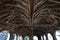 Chipping Campden, Gloucestershire, UK. Arches, ceiling and interior of Market Hall, historic arched building