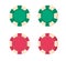 Chips casino vector or poker gambling coins red and green color icon flat cartoon design, bet game money blank empty editable