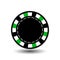 Chips for poker green empty and a white dotted line the . an icon on the isolated background. illustration eps 10 . To use