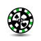 Chips for poker green four suits and figure 25 a white dotted line the . an icon on the isolated background. illustration eps 10