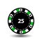 Chips for poker green a suit diamond and white dotted line the . an icon on the isolated background. illustration eps 10 .