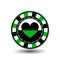 Chips for poker green a suit heart black an icon on the white isolated background. illustration eps 10 . To use the websites