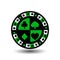 Chips for poker green a suit an icon on the white isolated background. illustration eps 10 . To use the websites, design, t