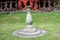 Chirk Castle garden\'s sundial in England