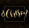 Chiron - astrological symbol and hand drawn calligraphy. Vector illustration with text and gold sparks.