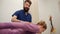 Chiropractic adjustment. Woman suffering from neck pain. Professional massage