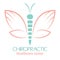 Chiropractic clinic logo with butterfly, symbol of hand and spin