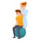 Chiropractor ball exercise icon, cartoon style