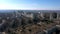 CHISINAU, MOLDOVA - Aerial drone view flight over the Buildings streets and Afghan park . Pigeons flying. Beautiful warm