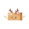 Chistmas parcel box deer character icon isolated on white background.